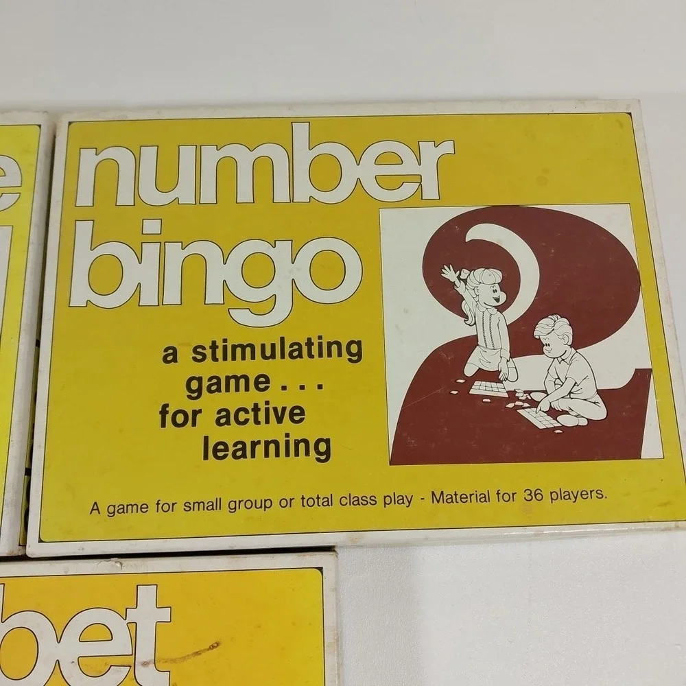Vintage‎ 70s Trend's Alphabet Bingo, Number Bingo And Color Shape Bingo Complete